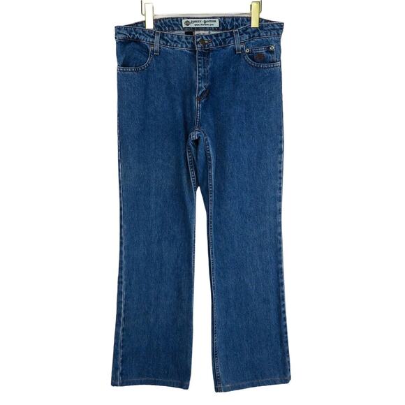 1990s Vintage Harley-Davidson Dark Wash Straight Leg Mom Jeans Size 10 Waist 33" - Picture 1 of 7